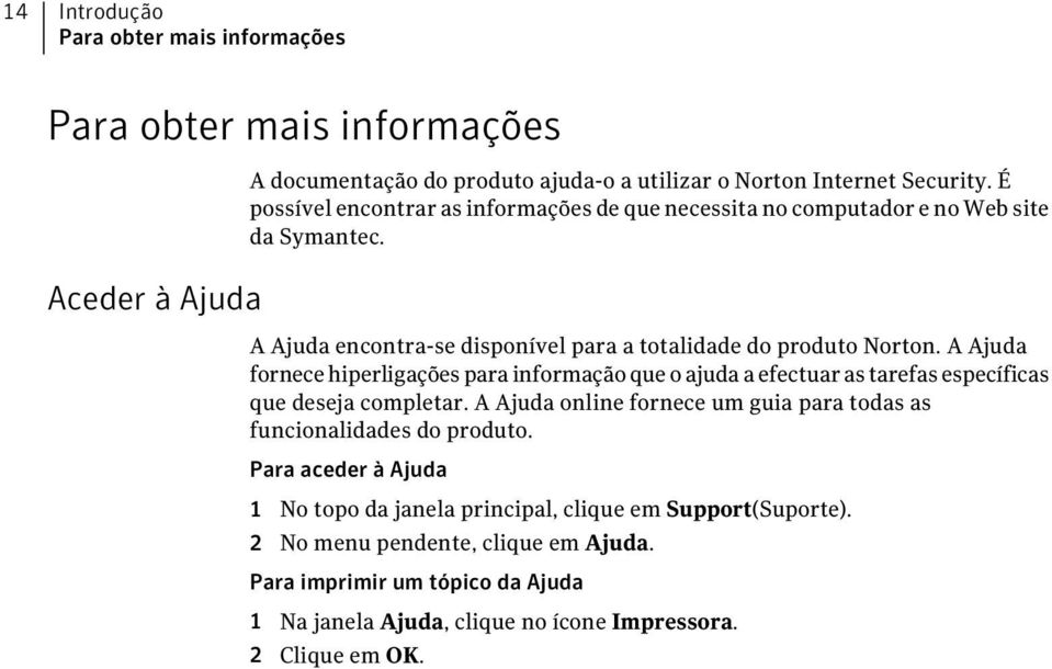 A Ajuda fornece hiperligações para informação que o ajuda a efectuar as tarefas específicas que deseja completar.