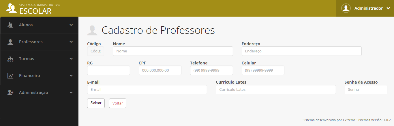 Os trabalhos recebidos são os trabalhos que o professor disponibilizou para os alunos (o envio de trabalhos é feito com a senha de professor, nesta tela só permite consultar).