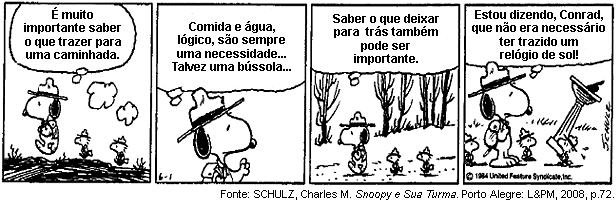 a) pela posição vertical da árvore e do menino. b) pela posição do menino em relação à árvore. c) pelo movimento aparente do Sol em torno da Terra.