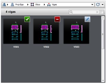 Os status dos desenhos podem ser visualizados rapidamente no Desktop-TQS, conforme