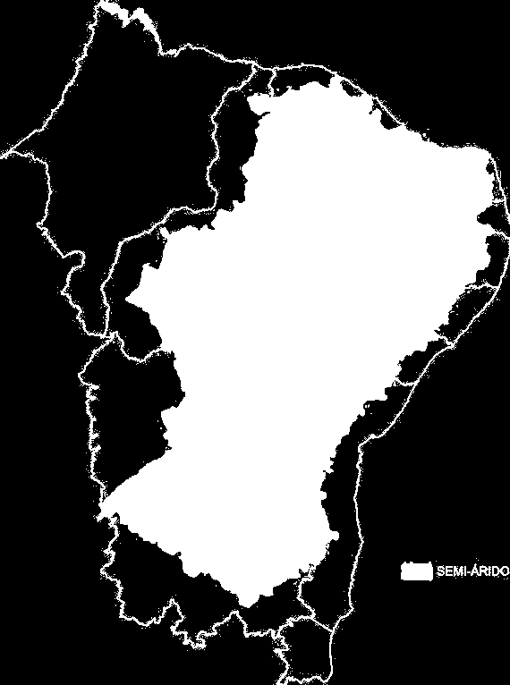 Nordeste: 1.558,2 mil Km2 Semiárido: 974,4 mil Km2 (62,5% do território do NE) BNB Área de atuação: 1.