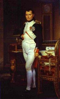 Quadro de Jacques-Louis David Exibe o Imperador ao lado de sua mesa de trabalho nas primeiras horas da manhã, identificada por uma