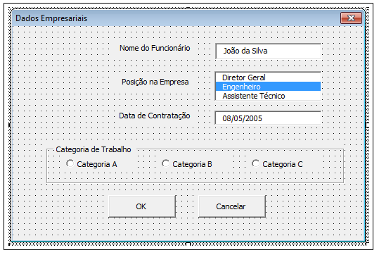 Figura 3.6 Exemplo utilizando diversos controles no formulário. O formulário a ser criado pode ser bem versátil, podendo conter diversas páginas.