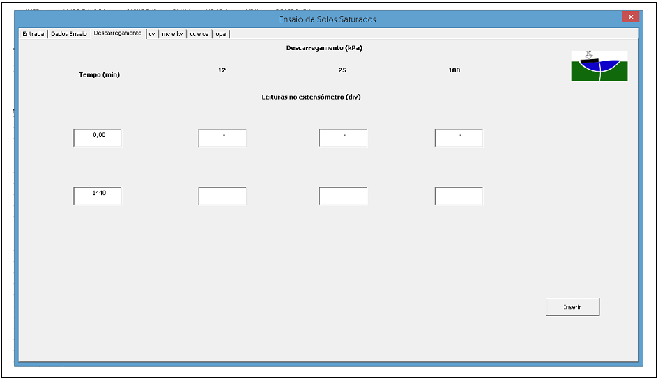 Figura 4.2 - Dados de Entrada Extensômetro.