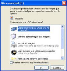 Windows 7/Windows Vista Em Windows 7/Windows Vista, poderá ser apresentado um diálogo Reprodução Automática. Clique em. Windows XP Em Windows XP, poderá ser apresentado um diálogo Disco amovível.