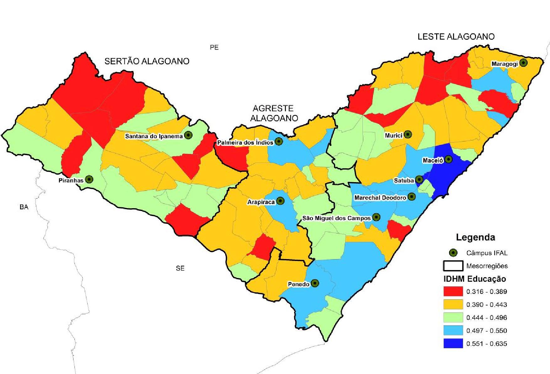 Figura 6: Alagoas - A variável Escolaridade no IDHM, 2010 Fonte: PNUD/Atlas IDHM, 2013.