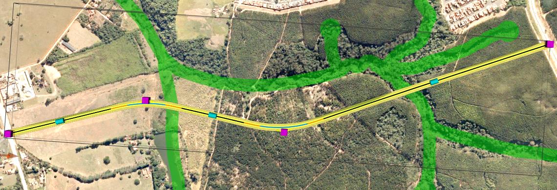 Lançamento da proposta de projeto Há dois tipos de lançamento de um traçado viário: Esboço (Criar Estradas) ou Projeto (Projeto Estradas).