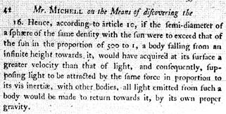 E se a velocidade de escape fo igual à velocidade da luz Ideia oiginal de John Michell em 1784