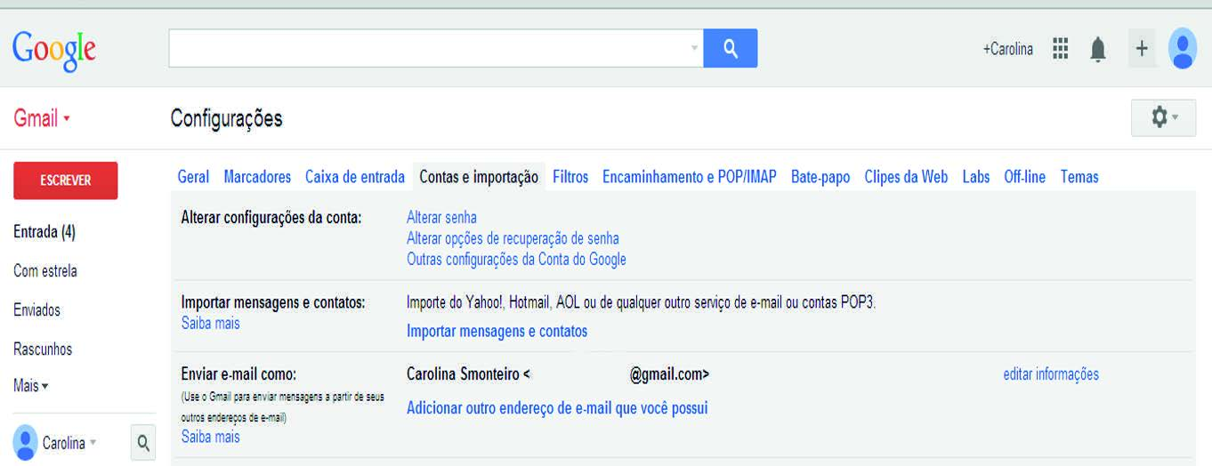 Gmail Para ativar a dupla autenticação no Gmail deve-se seguir o procedimento abaixo: 1) Ir ao botão com formato de engrenagem localizado na parte superior direita do site e clicar em Configurações.