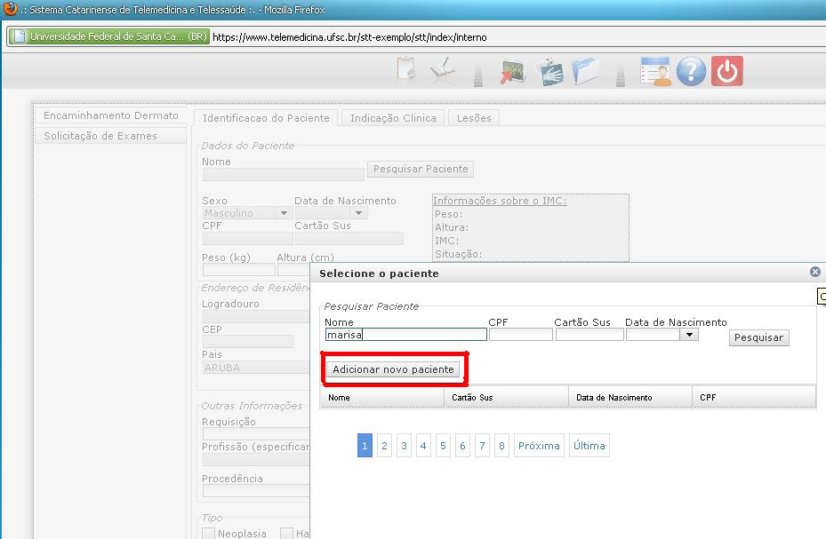 4 Quando o paciente esta cadastrado no sistema, o nome aparecera em uma lista, para seleciona -lo basta dar dois cliques sobre o nome.