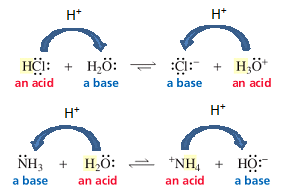 Força de ácidos e bases Nessa teoria, um ácido forte é aquele que desprotona quase completamente, enquanto um ácido fraco apresenta apenas uma parcela de suas moléculas desprotonadas, em equilíbrio
