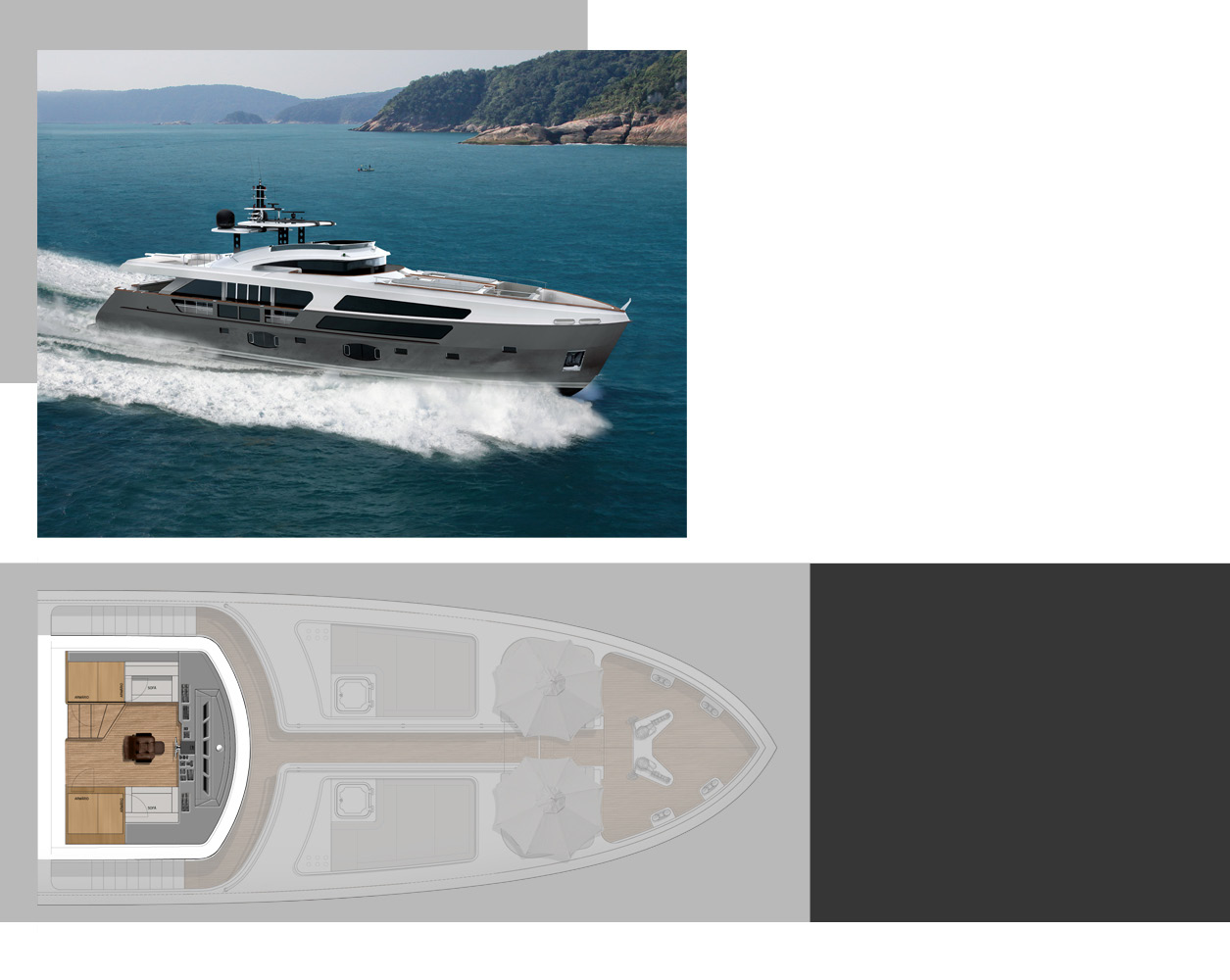 O novo tri-deck da MCP Yachts 100 LE traz elegância e inovação graças às linhas gráficas das janelas que cobrem quase todo o convés principal e geram uma sucessão de surpresas como as grandes janelas