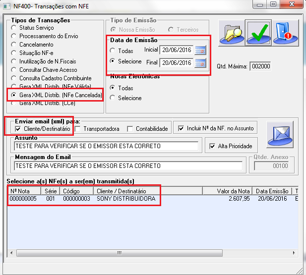 Abaixo um exemplo para enviar os arquivos XML das notas fiscais canceladas apenas para o cliente / destinatário.