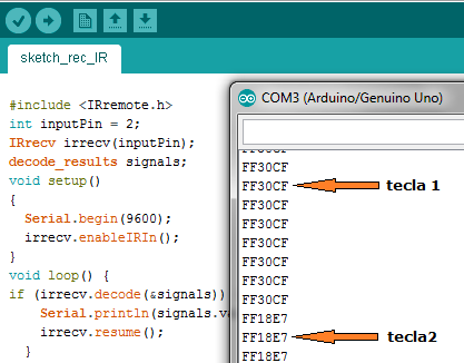 1. Mapeamento do controle remoto O próximo passo é mapear o controle remoto, ou seja, identificar os códigos para cada uma das teclas que se desejar usar.