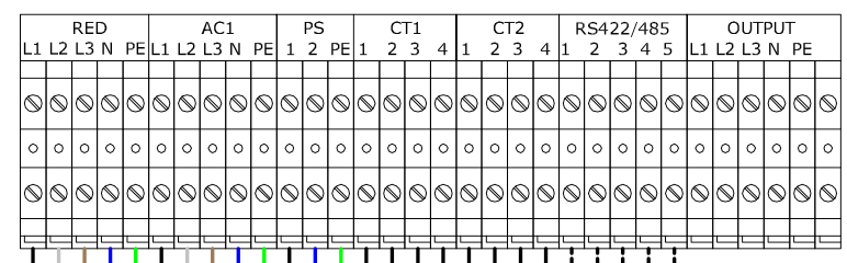 3.3.2.- INSTALAÇÃO DO CIRCUITO CA A Combiner Box tem integrados bornes nos quais deve conectar todos os elementos necessários.