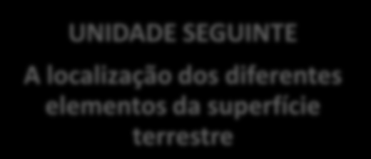 UNIDADE DIDÁTICA A2 A representação da superfície terrestre (16 aulas de 45 minutos ) UNIDADE SEGUINTE A localização dos diferentes elementos da superfície terrestre 1.