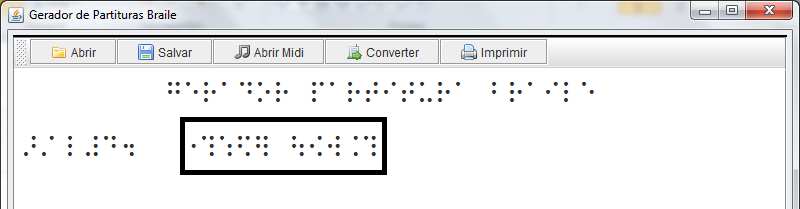 51 3.4.1 Testes realizados com trechos musicais O objetivo deste teste é validar pequenos trechos musicais isolados, cada um testando um aspecto da musicografia braile.