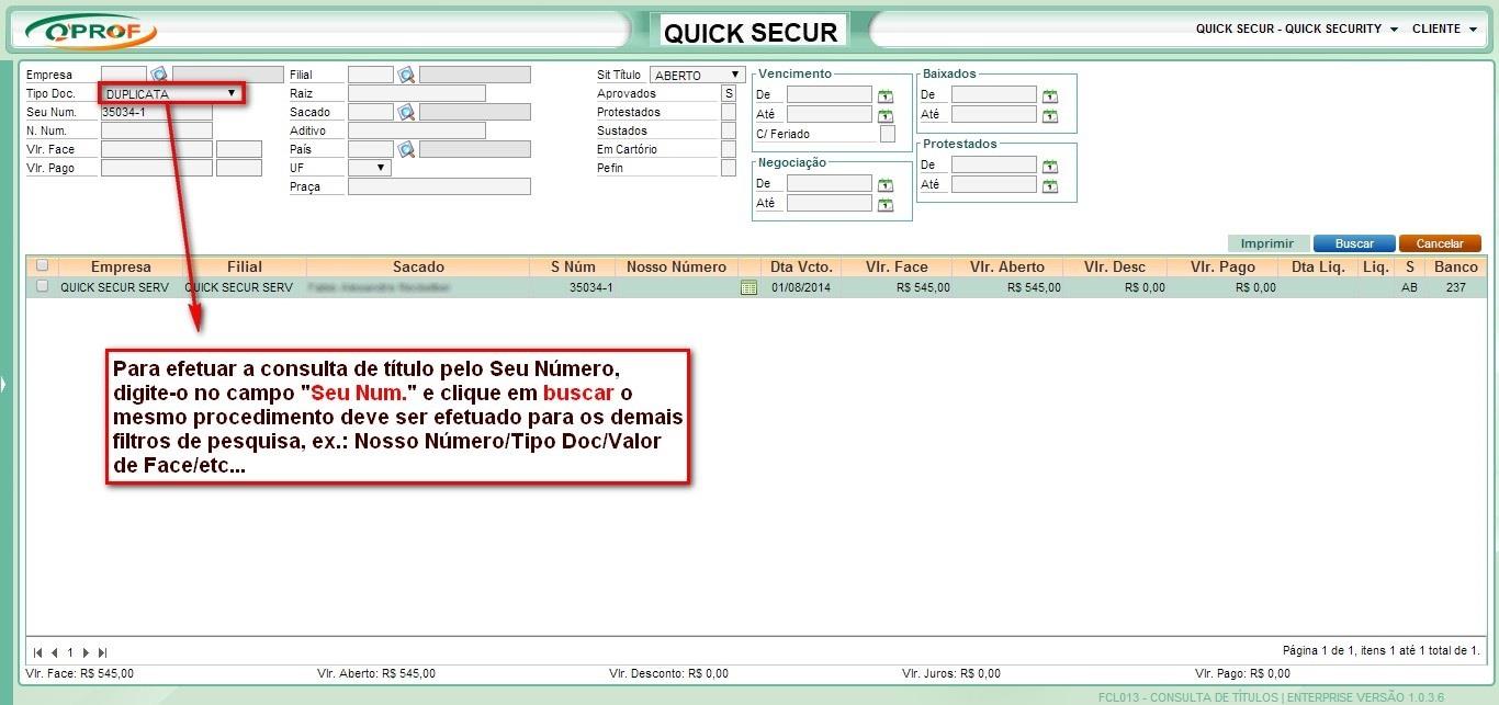 3.3. CONSULTA DE TÍTULO Essa tela permite consultar títulos através dos filtros