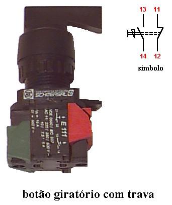 BOTÃO GIRATÓRIO COM TRAVA Esta botoeira é acionada por um botão giratório com uma trava que mantém os contatos na última posição acionada.