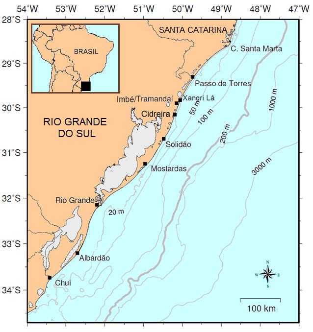 22 Figura 1 - Plataforma continental do sul do Brasil entre o Cabo de