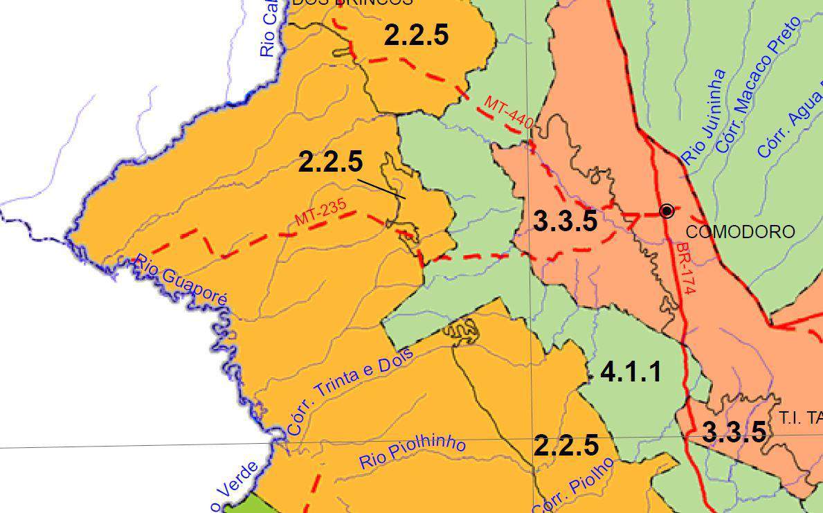 11 Fonte: Zoneamento sócio econômico ecológico do Estado de Mato Grosso, 2008 (proposta) Conforme classificação por Capacidade de Uso da Terra, III aproximação, publicada no Manual para Levantamento