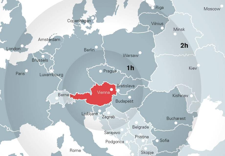 Economia forte, no coração da Europa. Área: 83.872 km² População: 8.4 mi. Crescimento do PIB: 0.