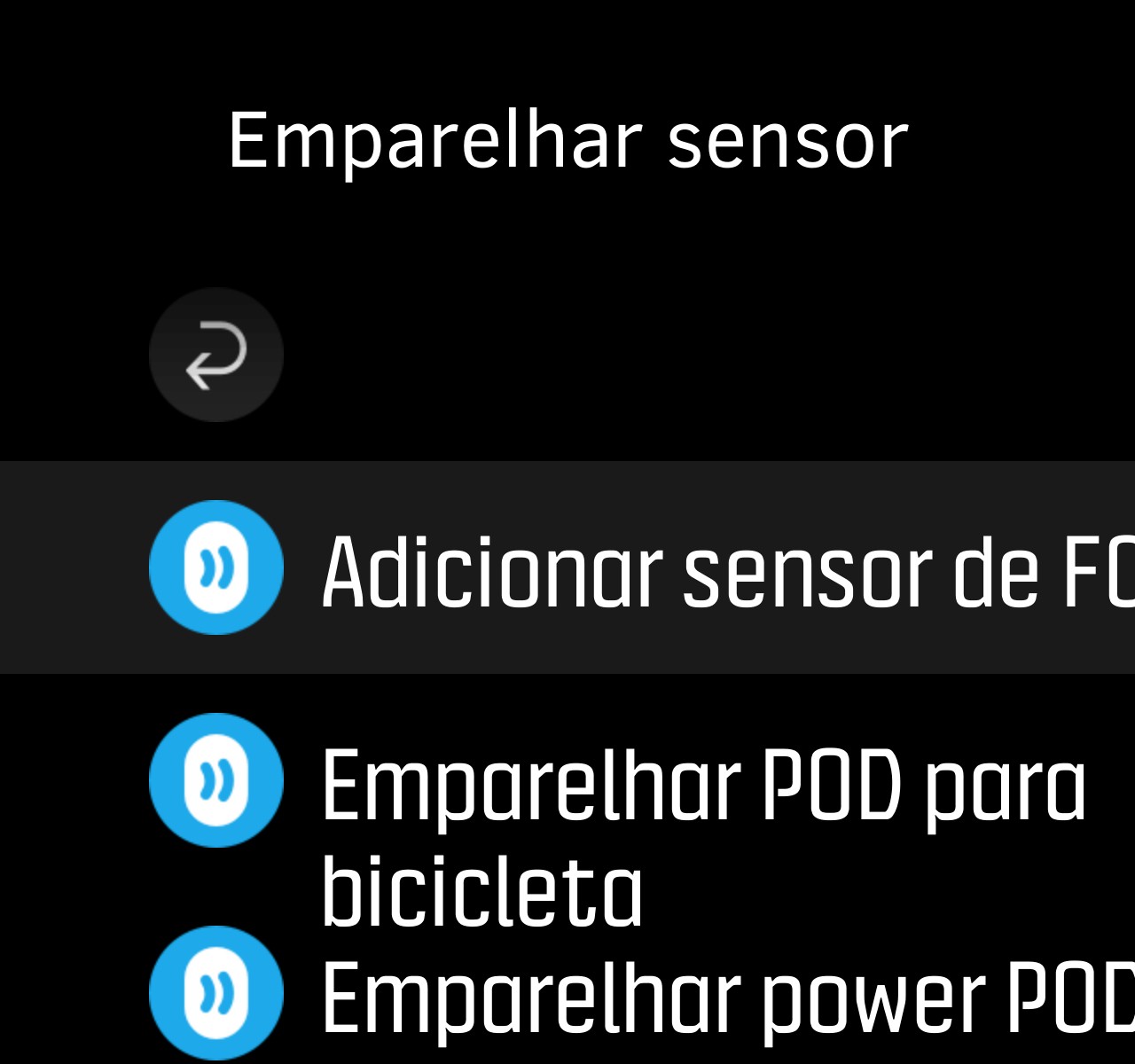 Potência Pé NOTA: Não pode emparelhar nenhum dispositivo se o modo de avião estiver ligado. Desligue o modo de avião antes de emparelhar. Consulte 3.2 Modo de voo. Para emparelhar um POD ou sensor: 1.