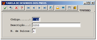 09 - Novo código de Estoque. Este código deve ser um item de estoque para pneus recapados novos de acordo com o desenho da recapagem e dimensão do pneu.