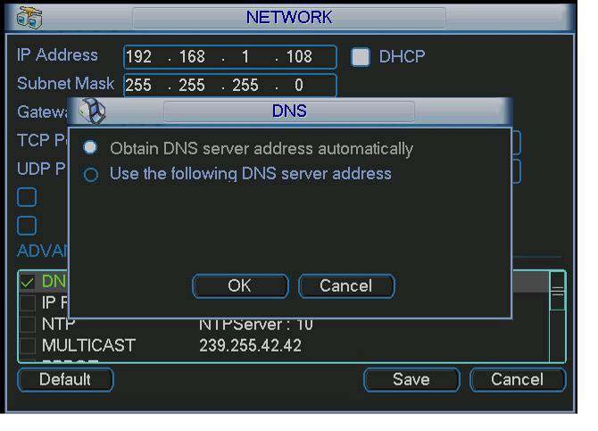 Figura 5-16 Obtenção automática de direcção DNS Em primeiro lugar habilite a função DHCP e fassa duplo click no botão DNS.
