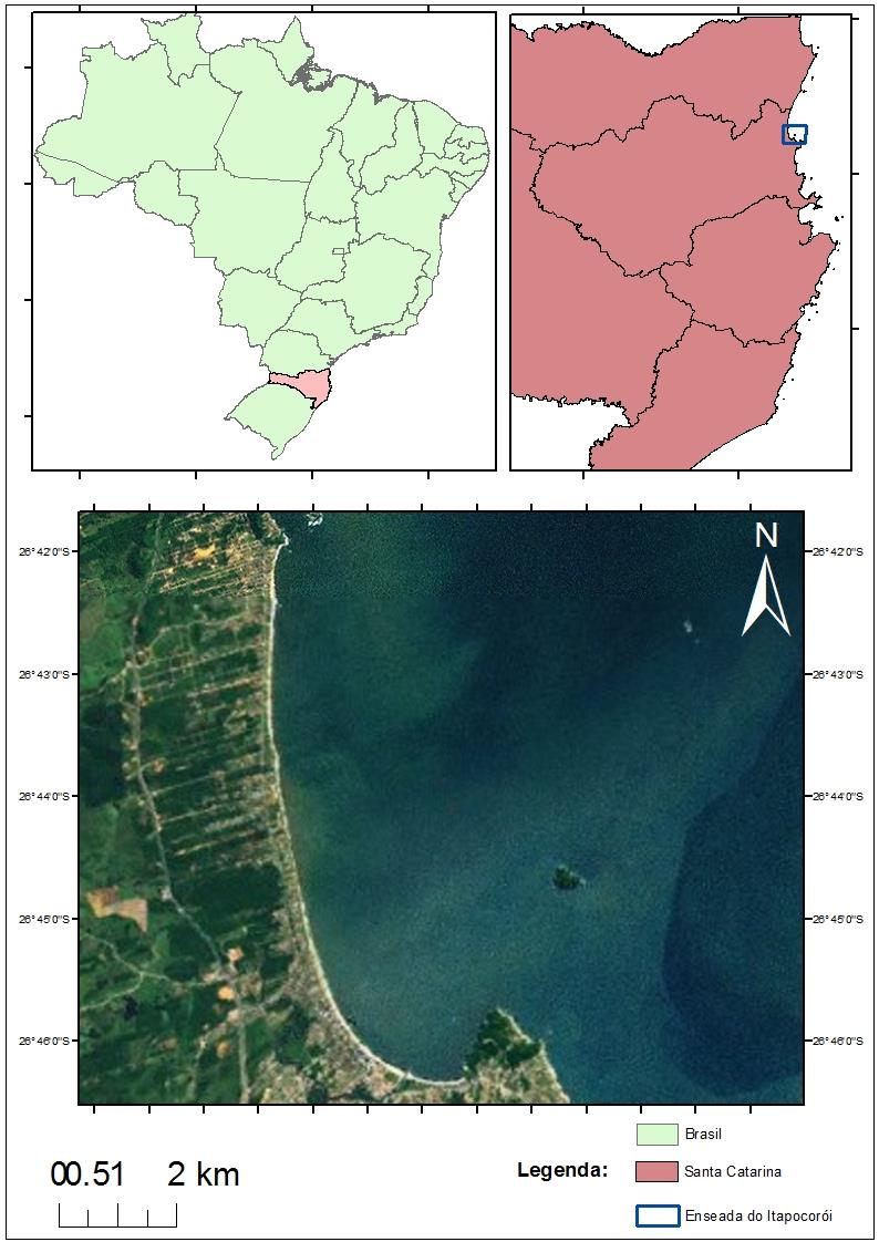 3 Figura 1: Apresentação da área de estudo (Praia de Piçarras Enseada do Itapocorói). Fonte: ArcGIS - Datum SAD 69.