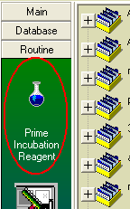 Após a inicialização do equipamento é importante encher a linha do corante. Para isso selecione Routine no Main Menu e então selecionar Prime Incubation Reagent.