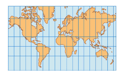 Projeção de Mercator ou Cilíndrica Equatorial.