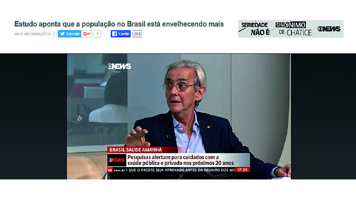 GloboNews Conferencista de Sessão da ANM dá entrevista sobre o envelhecimento da população brasileira - 06 de agosto de 2015 http://g1.