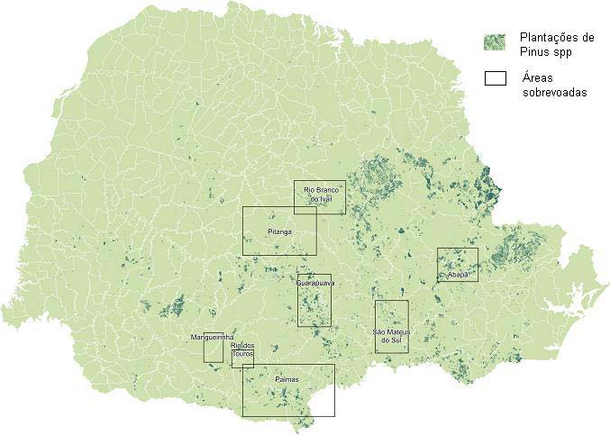 14 Levantamento Aéreo Expedito (LAE) Fig. 1. Áreas sobrevoadas no Estado do Paraná.