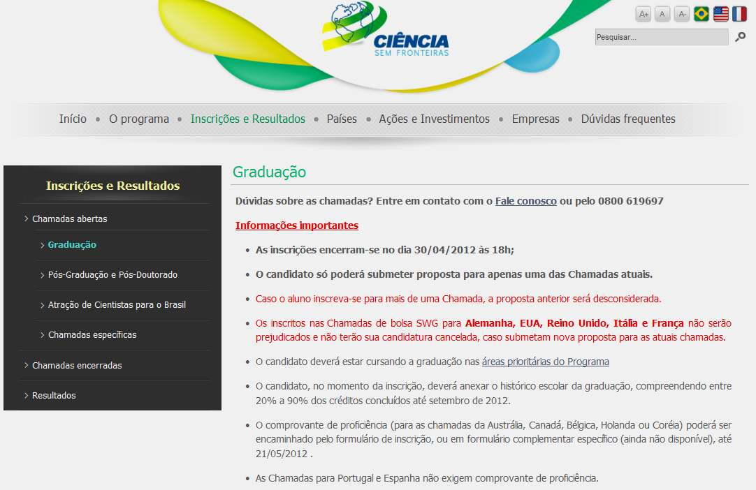 Programa Ciência em Fronteiras http://www.