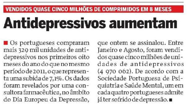 Imprensa Jornal de Notícias/ i/ DN/ CM 28/09/2012 Na sequência da presença de várias jornalistas de saúde na divulgação dos dados, vários jornais generalistas publicaram artigos sobre o tema de