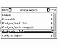 114 Instrumentos, elementos de manuseamento Pára-br. auto marcha-atr.: Activar ou desactivar acionamento automático do limpa-vidros do óculo traseiro quando a marcha- -atrás é engatada. Assist.