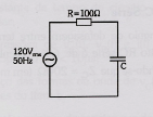 5 - Em que frequências a corrente no circuito a seguir vale 10mA rms e 1A? 6 - O ângulo de defasagem entre tensão e corrente em um circuito RC série é de 60.