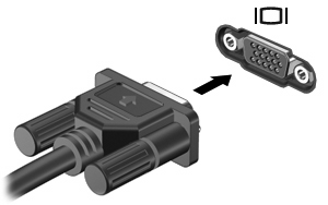 Ligar um monitor ou projector externo A porta do monitor externo liga um dispositivo de visualização externo, como um monitor ou um projector externo, ao computador.