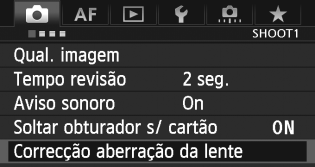 3 Correcção de Iluminação Periférica da Objectiva/Correcção da Aberração Cromática A quebra de iluminação periférica acontece em objectivas cujas características escurecem os cantos da imagem.