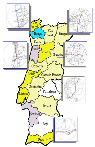 Em Portugal, como se verifica na Tabela, antes de 00, existiam 7 Auto- Estradas em regime SCUT: Concessão Concessionário Extensão (Km) Ano Prazo Custo de Construção (MEuros) SCUT Beira Litoral e Alta