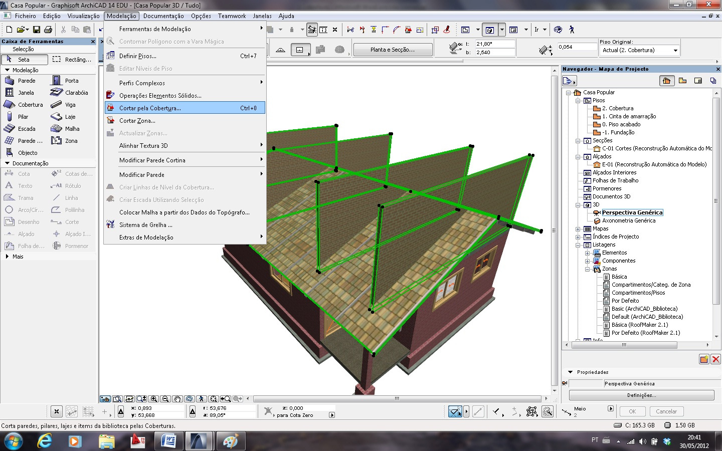 Na vista 3D, selecione novamente os quatro oitões