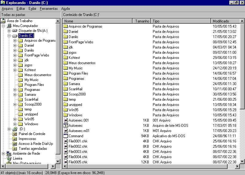 Gerenciando dados Windows Explorer Menu