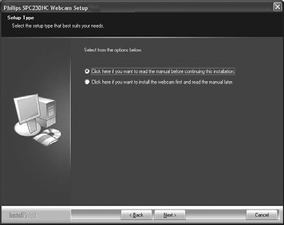 PO Instalação Instalar o software da WebCam O software fornecido funciona apenas em PCs com os sistemas operativos Microsoft Windows 98SE, ME, 2000, XP e Vista.. Notas!