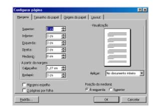 INFORMÁTICA AULA 08 MICROSOFT OFFICE 2000 à 2003 (CONTINUAÇÃO) WORD Configurando a Página Neste item você define a configuração da página para a impressão.