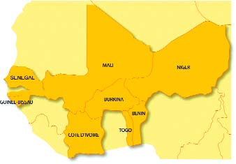 A União Monetária África Ocidental (UMOA), criada pelo Tratado de 14 de Novembro de 1973 que substituiu o de 12 de Maio de 1962, integra os seguintes oito Estados membros, localizados na África