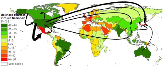 Use o mapa interactivo para explorar as pegadas hídricas internas e externas de todos os países: http://waterfootprint.org/en/resources/interactivetools/national-water-footprint-explorer 1.2.