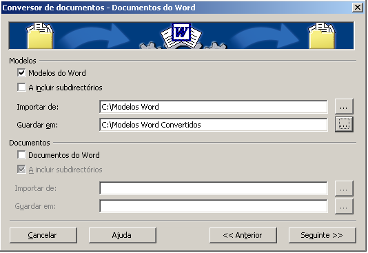 Ilustração 2 Menu para escolha de Documentos Word para conversão O utilizador deve selecionar a opção Microsoft