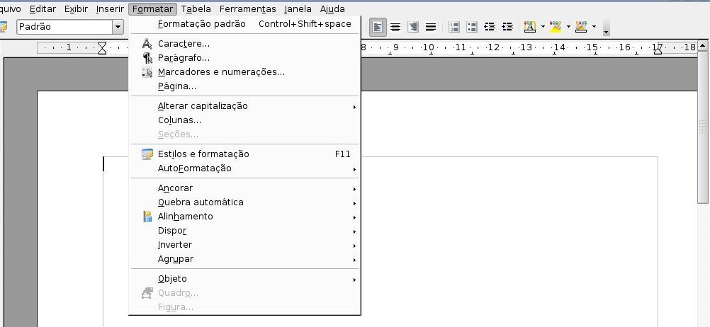 Formatação padrão Caractere Remove formatação direta da seleção. Muda a fonte e a formatação de fonte dos caracteres selecionados.