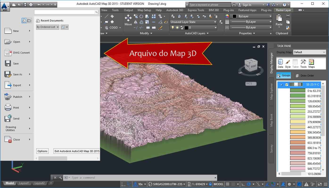 Para que você possa, melhor entender, o conteúdo apresentado nesta aula, dividimos o conteúdo 1. Visualizando o Arquivo do AutoCAD Map 3D 2015. 2. Abrindo e criando novos arquivos no AutoCAD Map 3D 2015.